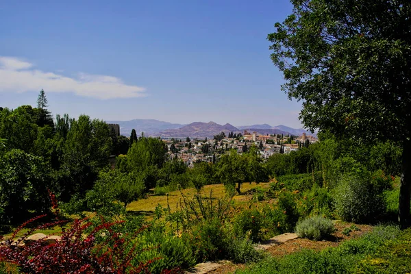 Вид Замка Алагамбра Гранаде Август 2016 Granada Andalusia Spain — стоковое фото