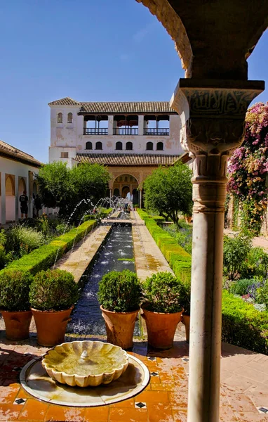 Jardines Del Palacio Del Generalife Alhambra Granada Agosto 2016 Granada — Foto de Stock