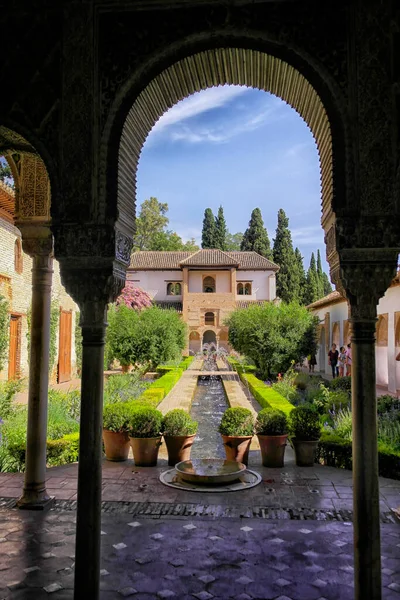 Jardines Del Palacio Del Generalife Alhambra Granada Agosto 2016 Granada — Foto de Stock