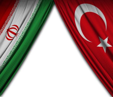 Perde efektli İran ve Türkiye bayrakları