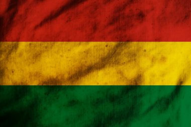 Bolivya 'nın dekoratif renkli bayrağının eski örtü arka planı  