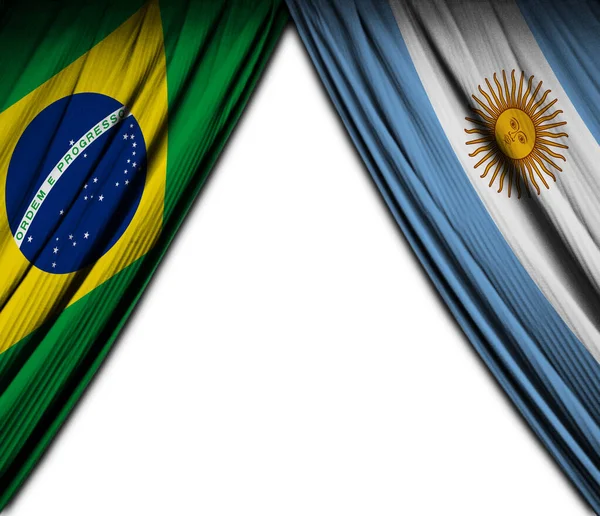 Antecedentes Com Bandeiras Brasil Argentina Com Efeito Teatral Ilustração — Fotografia de Stock