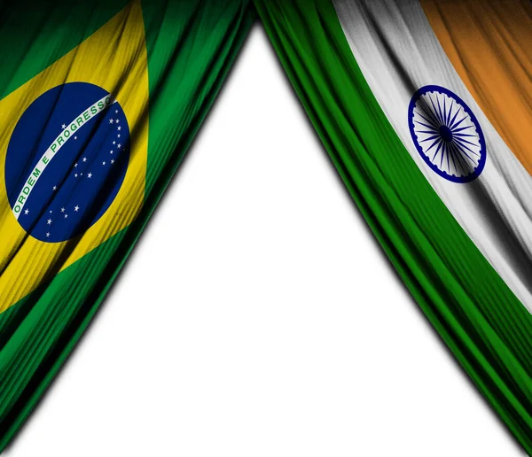 Прапори Бразилії Індії Ефектом Театру Ілюстрація — стокове фото