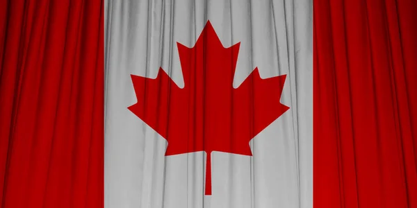 Perdelerde Kanada Bayrağı — Stok fotoğraf