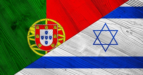 Bandeiras Portugal Israel Tábuas Madeira — Fotografia de Stock