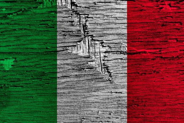 Flagge Italiens Auf Abblätterndem Holztisch — Stockfoto