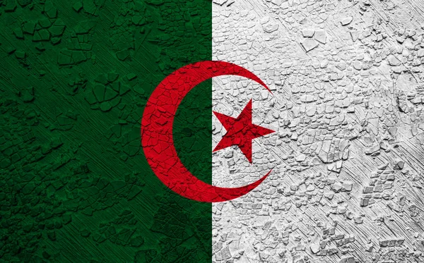 Algerijnse Vlag Verkruimelde Muur — Stockfoto