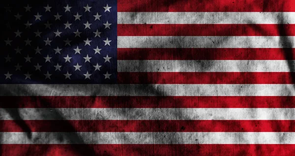 Flagge Der Vereinigten Staaten Von Amerika Auf Schmutzigem Altem Stoff — Stockfoto