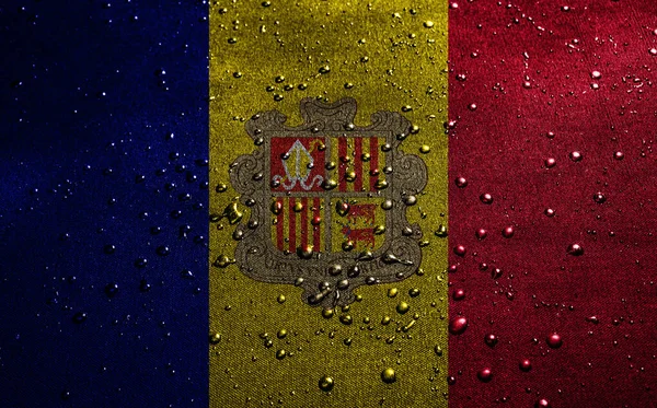 Fondo Con Bandera Andorra Con Gotas — Foto de Stock