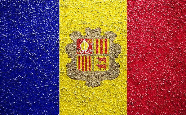 Flagge Von Andorra Faltiger Wand — Stockfoto