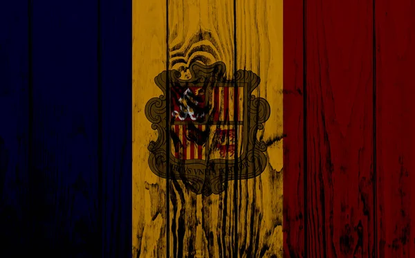 Fondo Con Bandera Andorra Sobre Tablas Madera Ilustración —  Fotos de Stock