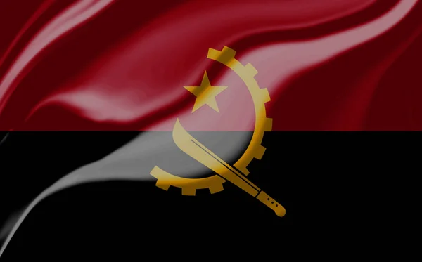 Bakgrund Med Angolas Flagga Med Vågor — Stockfoto