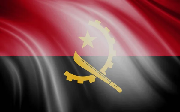 Fondo Con Bandera Angola Con Olas —  Fotos de Stock