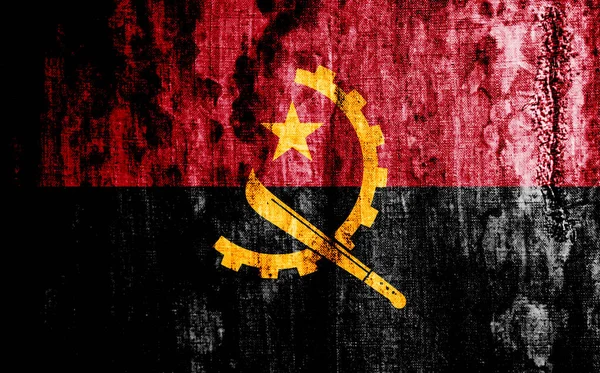 Angola Flagga Gammalt Sönderrivet Tyg — Stockfoto