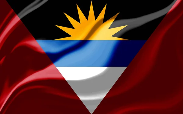 Achtergrond Met Vlag Van Antigua Barbuda Met Golven — Stockfoto