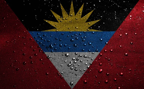 Achtergrond Met Vlag Van Antigua Barbuda Met Druppels — Stockfoto