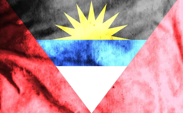 Antigua Barbuda Flag Old Fabric — Stock Photo, Image
