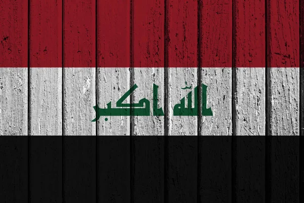 木製の板にイラクの旗 — ストック写真