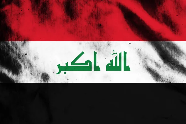 汚れた古い生地にイラクの旗 — ストック写真