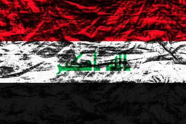 Bandeira Iraque Tecido Velho Sujo — Fotografia de Stock