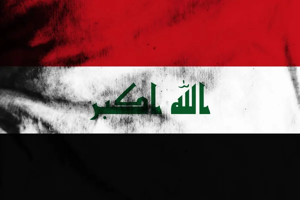 Flagge Des Irak Auf Schmutzigem Altem Stoff — Stockfoto