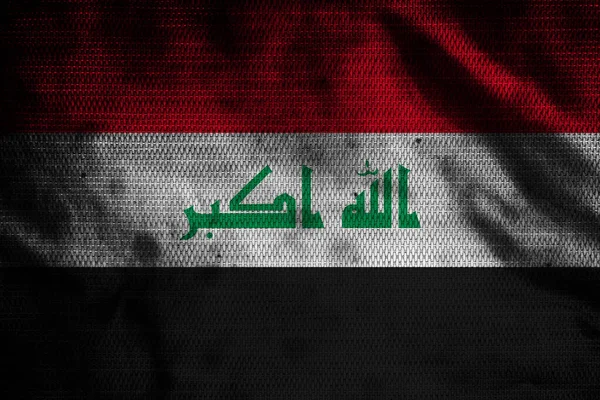 Iraks Flagga Smutsigt Gammalt Tyg — Stockfoto