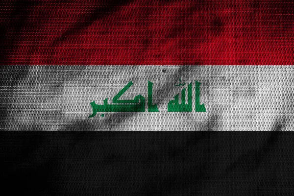 肮脏旧织物上的伊拉克国旗 — 图库照片