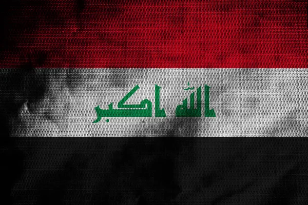 Iraks Flagga Smutsigt Gammalt Tyg — Stockfoto