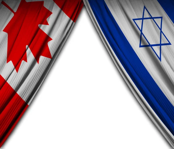 Flaggen Von Kanada Und Israel Mit Vorhang Effekt — Stockfoto