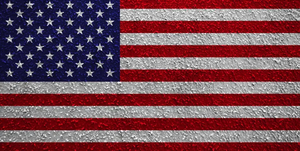 Kırışık Duvarda Amerika Birleşik Devletleri Bayrağı — Stok fotoğraf