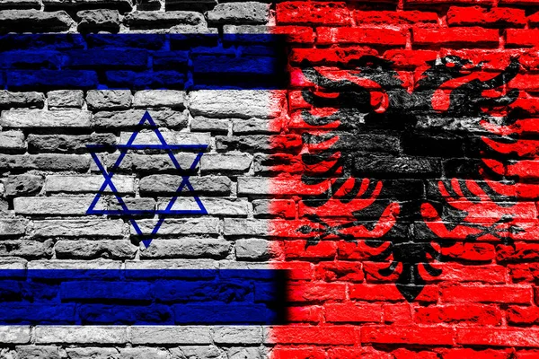 Flags Israel Albania Brick Wall — Stock Photo, Image