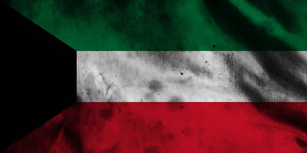 Kuwait Flagge Auf Altem Stoff — Stockfoto