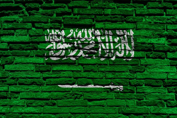Bandeira Arábia Saudita Parede Tijolos — Fotografia de Stock