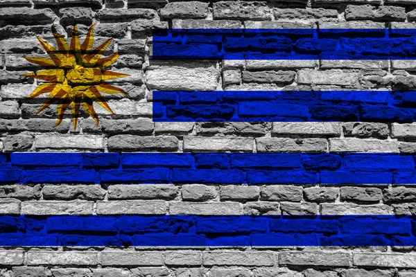 Bandeira Uruguai Parede Tijolos — Fotografia de Stock