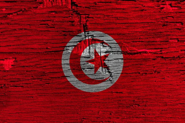 Bandera Túnez Sobre Tablas Madera — Foto de Stock
