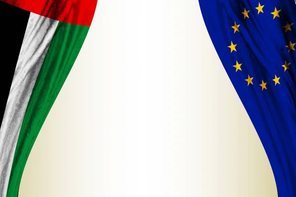 Tenda Bandiere Degli Emirati Arabi Uniti Unione Europea Sfondo Bianco — Foto Stock