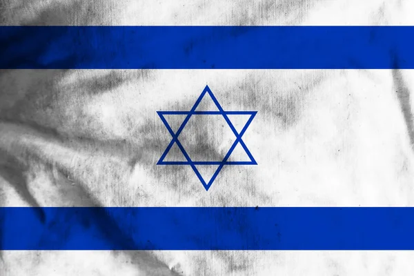 Israels Flagga Gammalt Tyg — Stockfoto