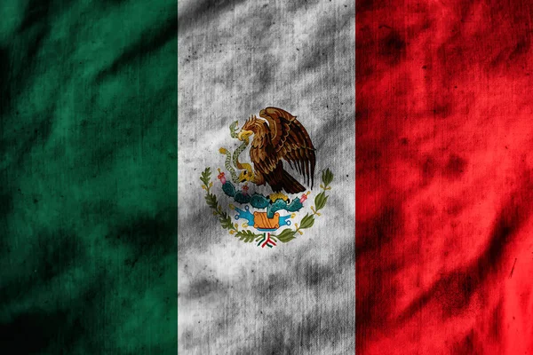 Bandera México Sobre Una Tela Vieja —  Fotos de Stock