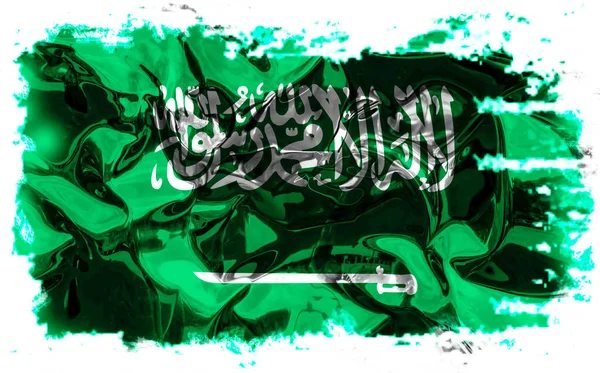 Weißer Hintergrund Mit Flagge Saudi Arabiens Illustration — Stockfoto