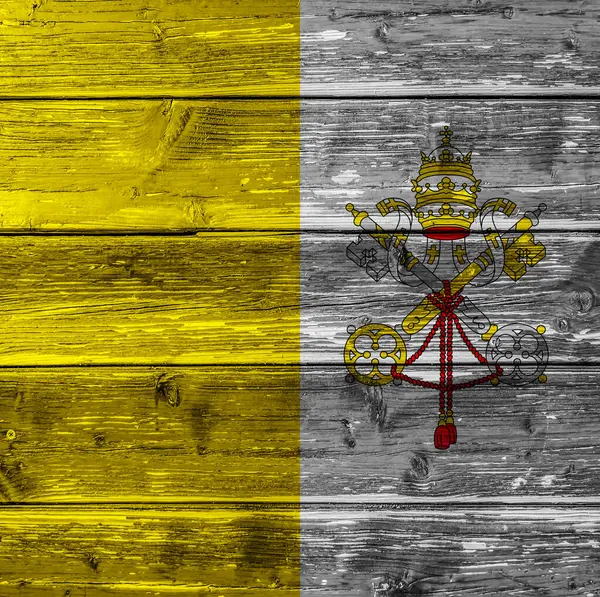 Fondo Tablas Madera Con Bandera Colorida Decorativa Del Vaticano — Foto de Stock