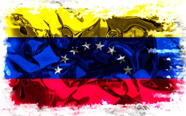 金属の反射とベネズエラの旗の背景 3Dイラスト — ストック写真