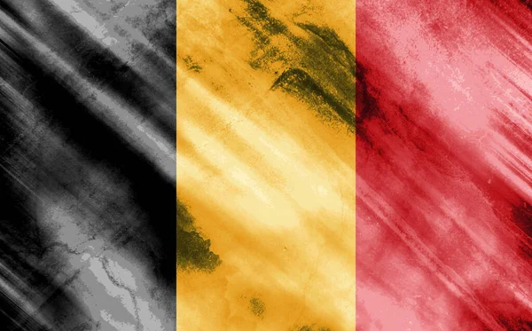 Belgien Flagga Gammalt Tyg — Stockfoto