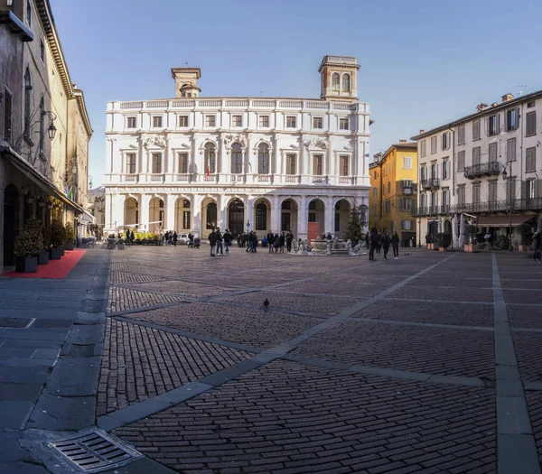 Vista Para Piazza Vecchia Bérgamo Dezembro 2017 Bergamo Cidade Alta — Fotografia de Stock
