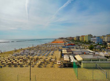 Cesenatico 'daki Valverde sahilinin en üst manzarası - İtalya