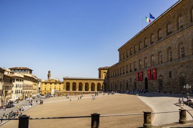 Floransa 'daki Pitti Sarayı' nın manzarası. 22 Nisan 2018 Floransa, Toskana - İtalya