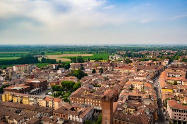 Manzara Cremona Katedrali Torrazzo 'dan, Lombardy - İtalya