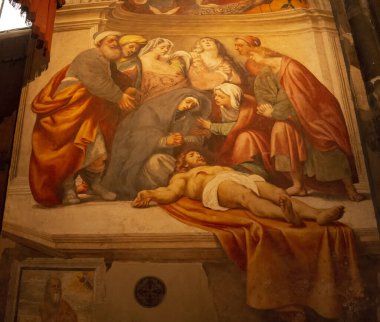 Cremona Katedrali 'nden Fresco. 29 Nisan 2018 Cremona, Lombardy - İtalya