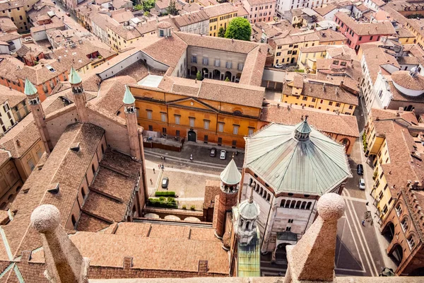Manzara Cremona Katedrali Torrazzo 'dan, Lombardy - İtalya