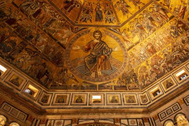 Floransa 'daki Baptistery' nin tavan manzarası. 23 Nisan 2018 Floransa, Toskana - İtalya