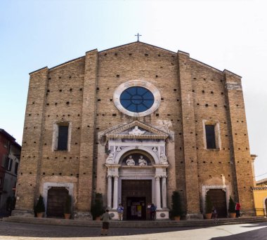 Cathedral of Santa Maria Annunziata located in Sal sul Garda lake. October 8, 2017 Sal, Brescia - Italy